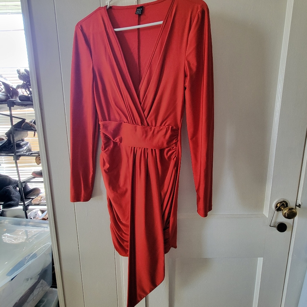 SHEIN Red Mini Dress with Elegant Draping - 6M